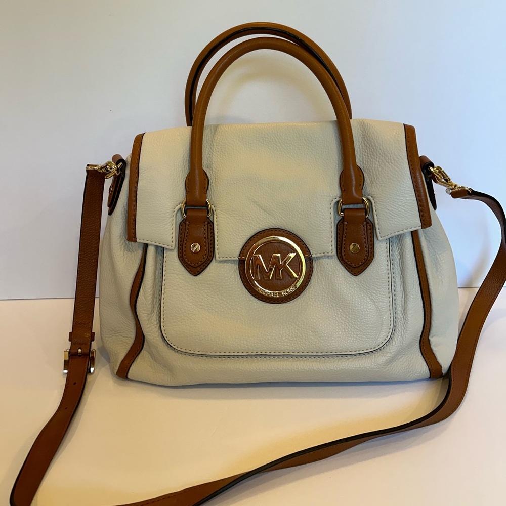 Michael Kors cream and brown leather bag